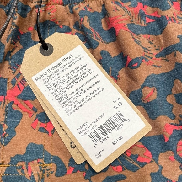 PrAna Men's XL Pull On Metric E-Waist Board 8" Stretch Shorts Fresca Camo NWT - Picture 5 of 10